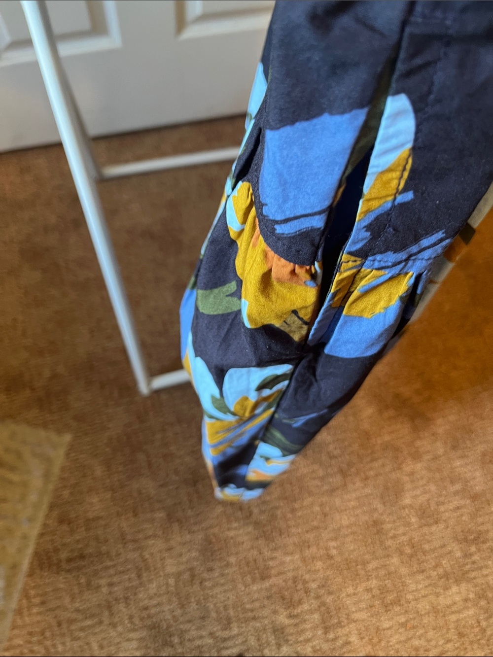 Floral Button-Front Midi Dress in Navy, Mustard & Light Blue - Picture 4 of 5